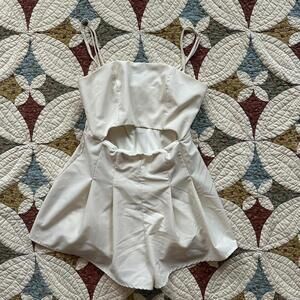 Anthropologie MABLE cut out off white pleated romper Size S gameday party date